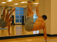 One armed "Russian Kicks" different than the traditional Russian Kicks